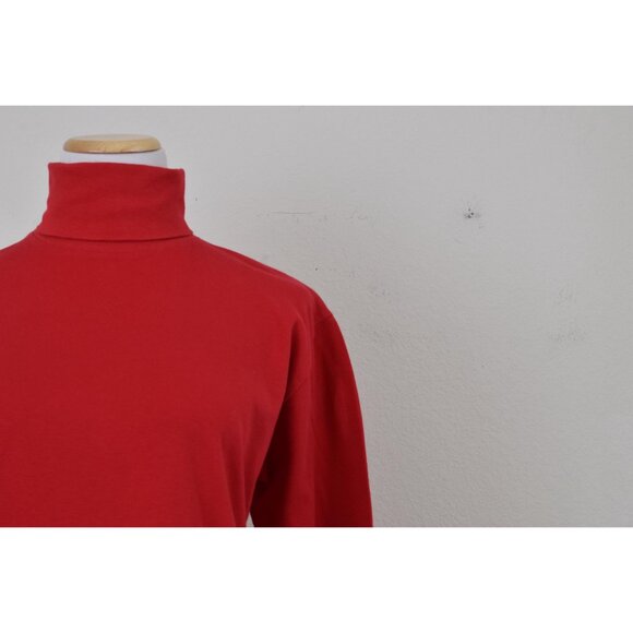 Vintage 90s Red Turtle Neck Cotton shirt |‎ size M - Picture 9 of 10